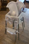 Set Of 2 x High Chairs In Stainless Steel & Polypropylene With Adjustable Footing