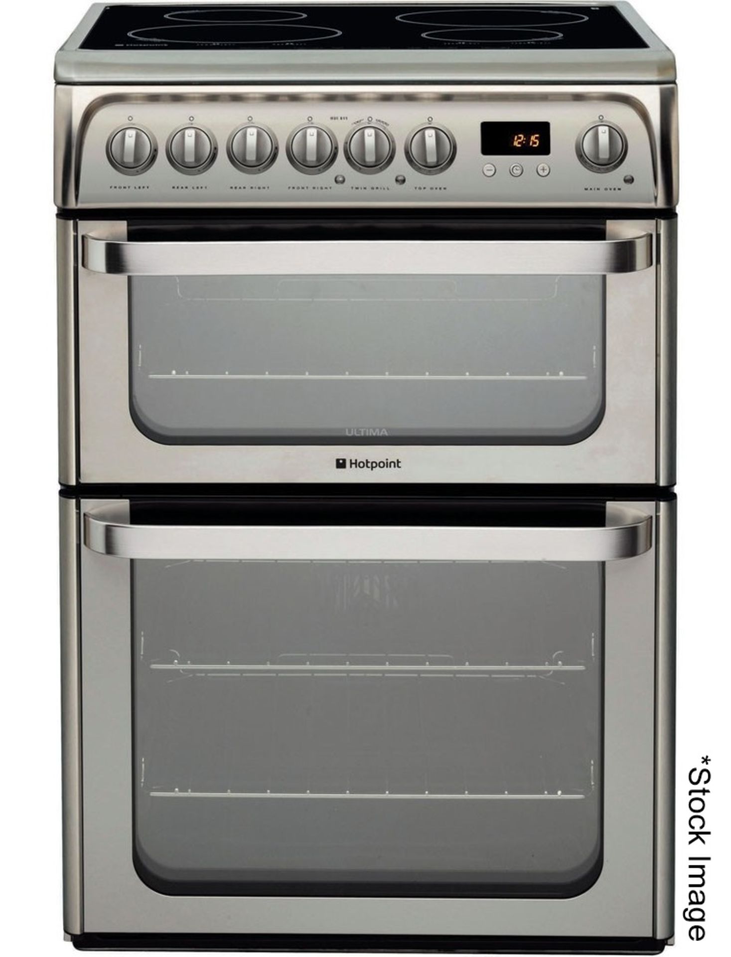 1 x HOTPOINT HUI611X Electric Cooker In Stainless Steel With Electric Fan & Conventional Oven
