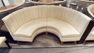1 x Restaurant C-Shaped Booth Seating, Upholstered In A Cream Faux Leather, With A Pleated High Back