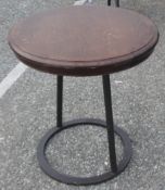 2 x Dark Stained Wood Topped Restaurant Bistro Tables, Both With Black Cast Iron Bases - Sizes