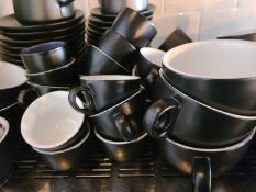 1 x PRICE AND KENSINGTON Matt Black Collection Of Teapots, Cups, Tea Plates & Cream Holders