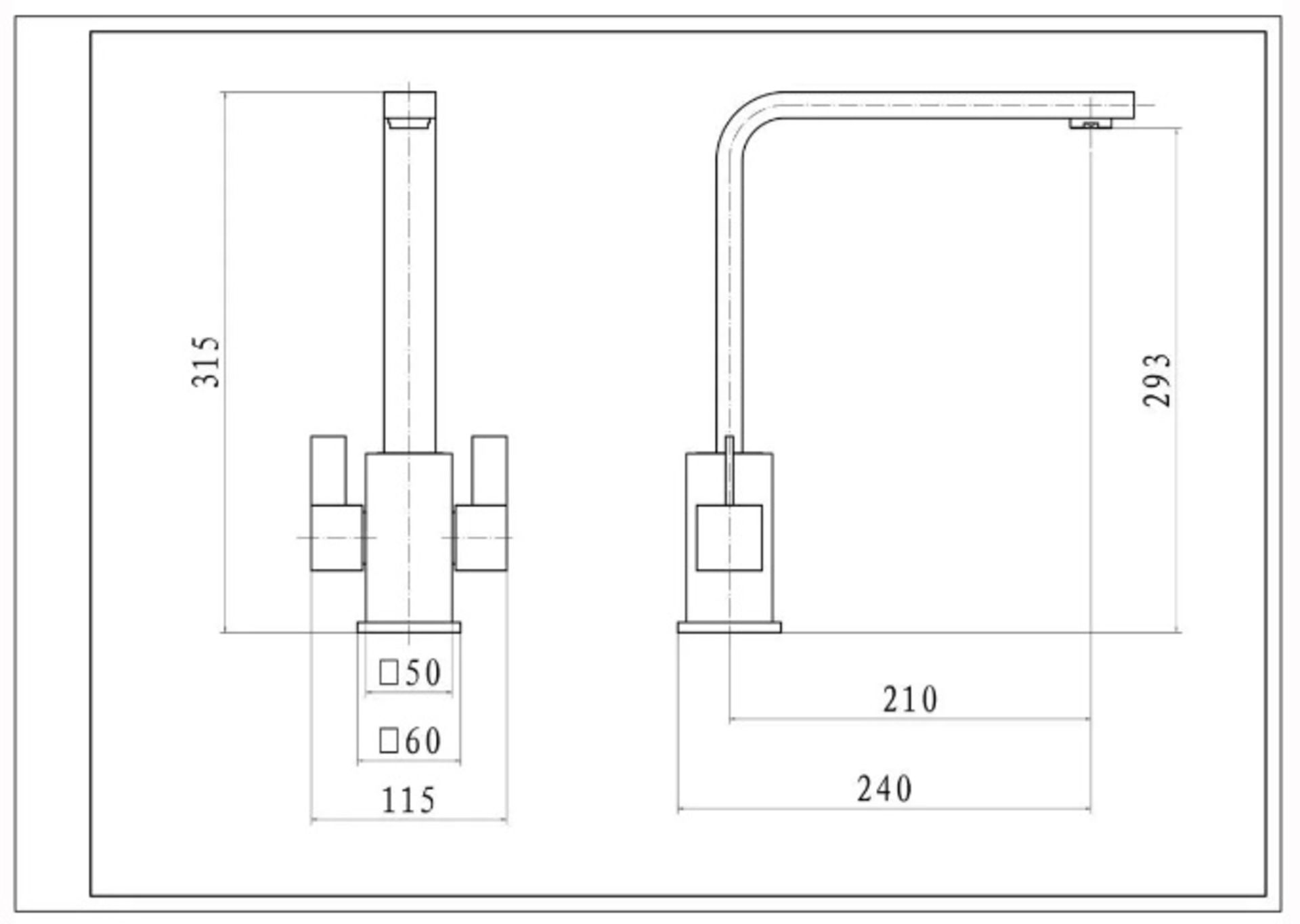 1 x CASSELLIE Square Dual Lever Mono Kitchen Sink Mixer Tap In Chrome - Ref: KTA015 - New & Boxed - Image 2 of 2