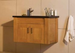 1 x Stonearth 'Entice' Wall Mounted 1200mm Washstand - American Solid Oak - Original RRP £960