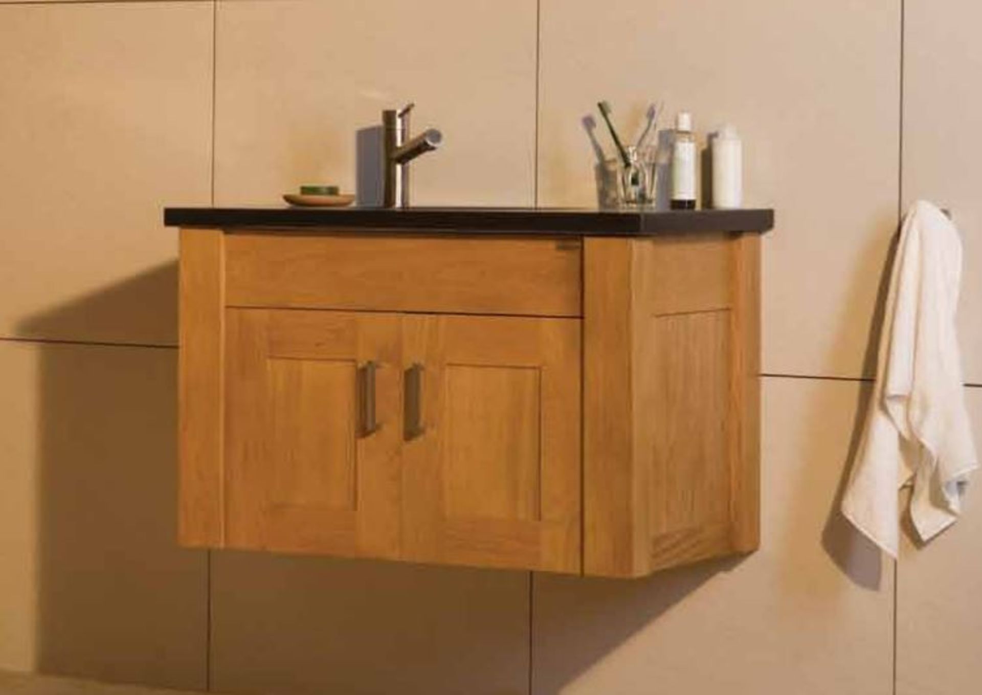 3 x Stonearth 'Entice' Wall Mounted Washstands - American Solid Oak - Original RRP £960 Each - Size: