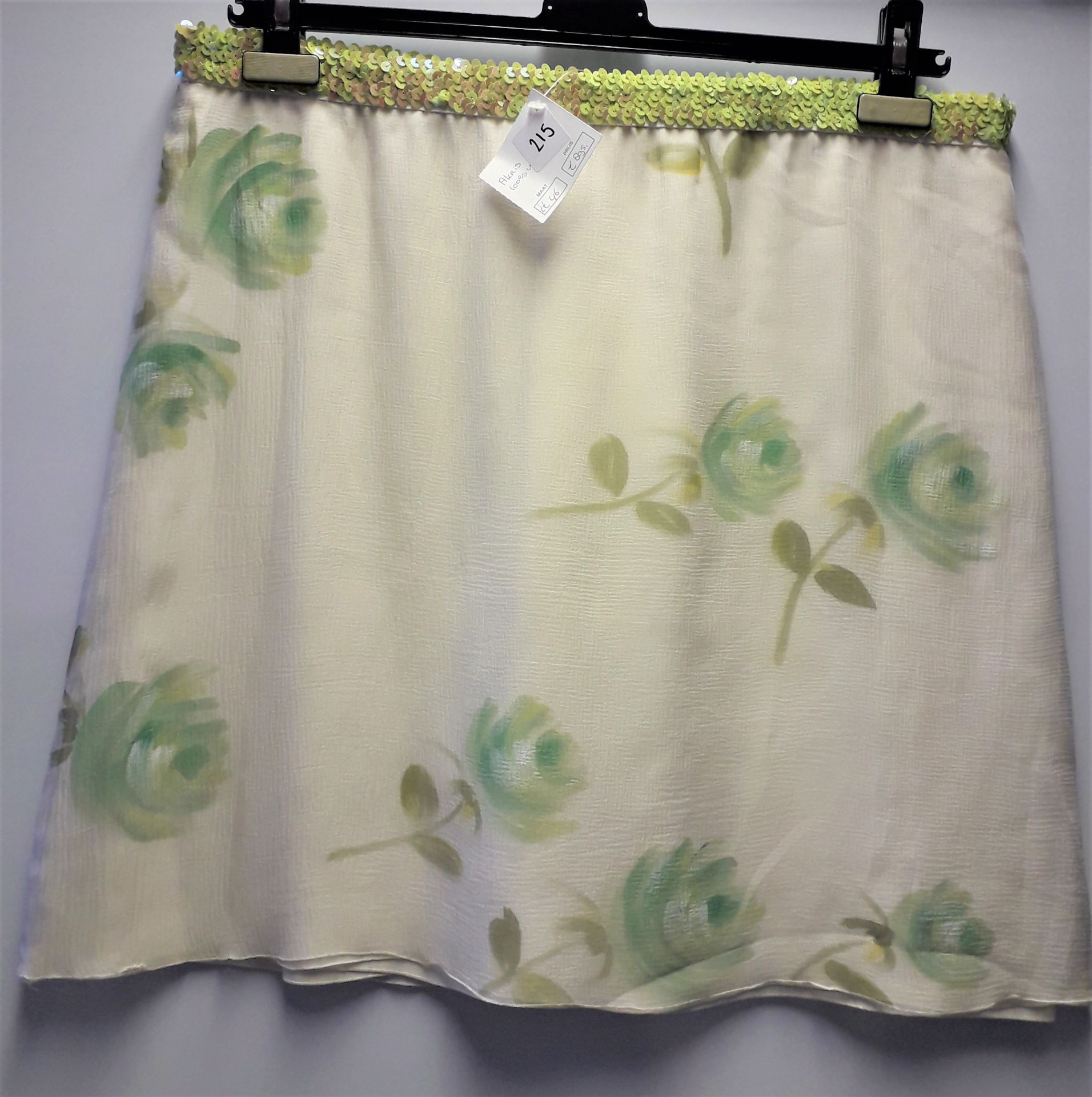 1 x Boutique Le Duc Cream Floral Skirt With Sequin Waistband - Size: 14 - Material: 100% Voilesoie - - Image 6 of 7