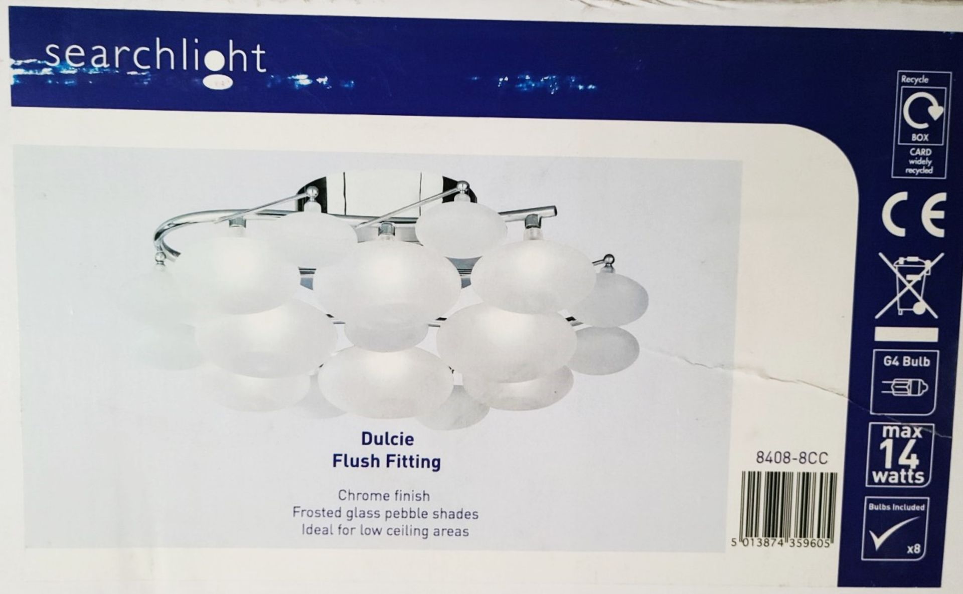 1 x SEARCHLIGHT Dulcie Flush Lighting With Chrome Finish Frosted Glass Pebble Shades