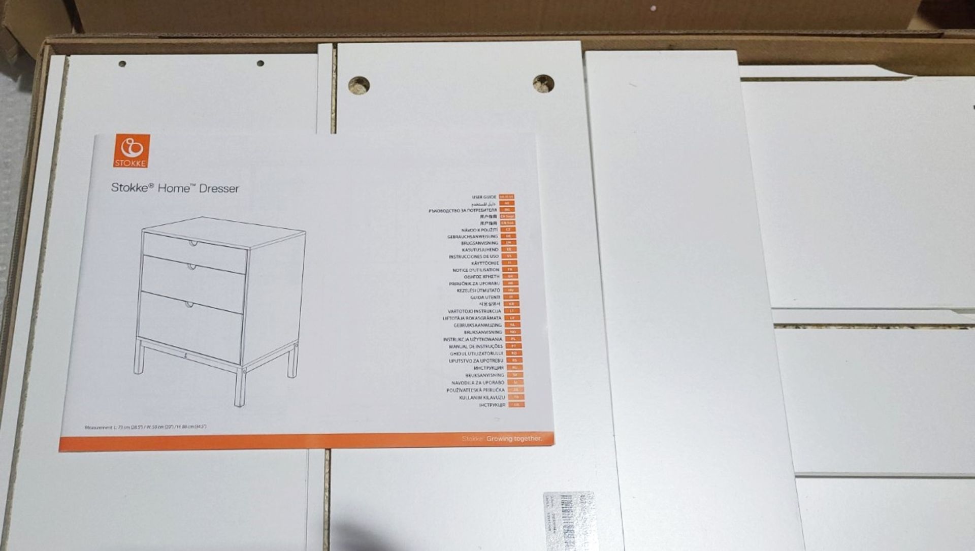 1 x STOKKE White Three Drawer Beechwood And MDF Home Dresser *Comes In 2 Boxes - Image 2 of 5