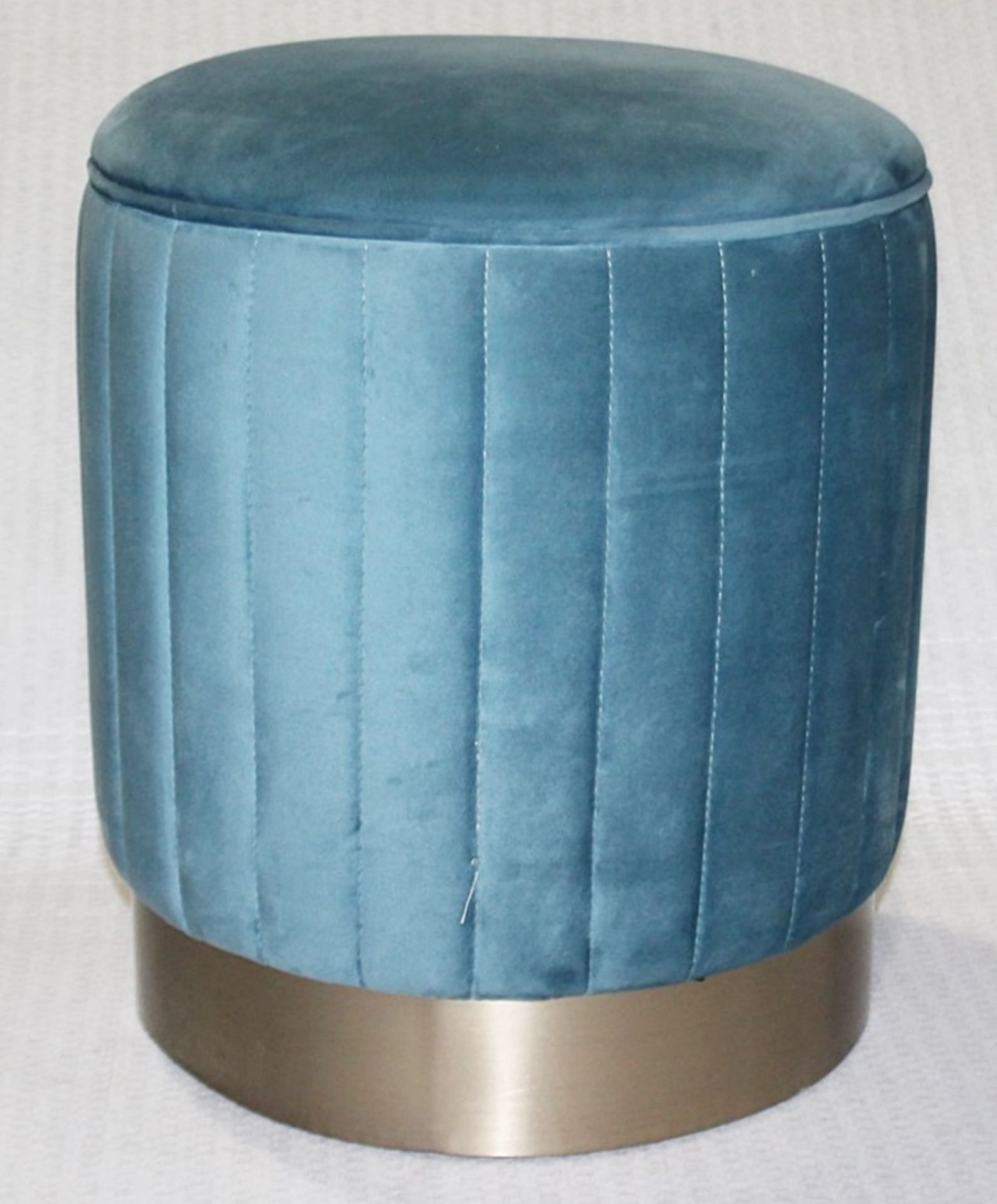 1 x EICHHOLTZ 'Allegra' Luxury Teal Velvet Vanity Stool, With A Brass Base - Original Price £850.00 - Image 6 of 9