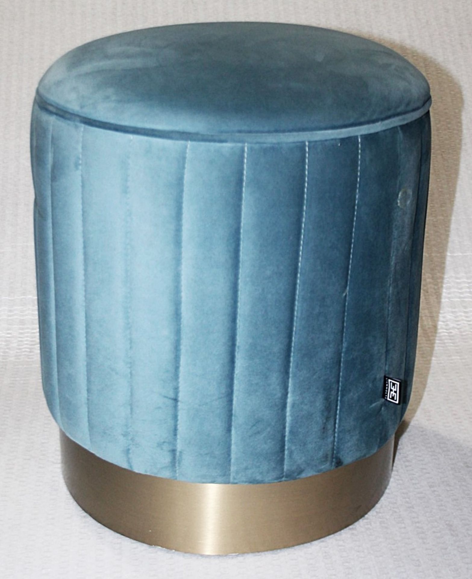 1 x EICHHOLTZ 'Allegra' Luxury Teal Velvet Vanity Stool, With A Brass Base - Original Price £850.00 - Image 5 of 9