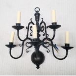 1 x CHELSOM Flemish Style 5 Light Dark Bronze Wall Sconce, With Outswept Curling Arms & Drip Pans
