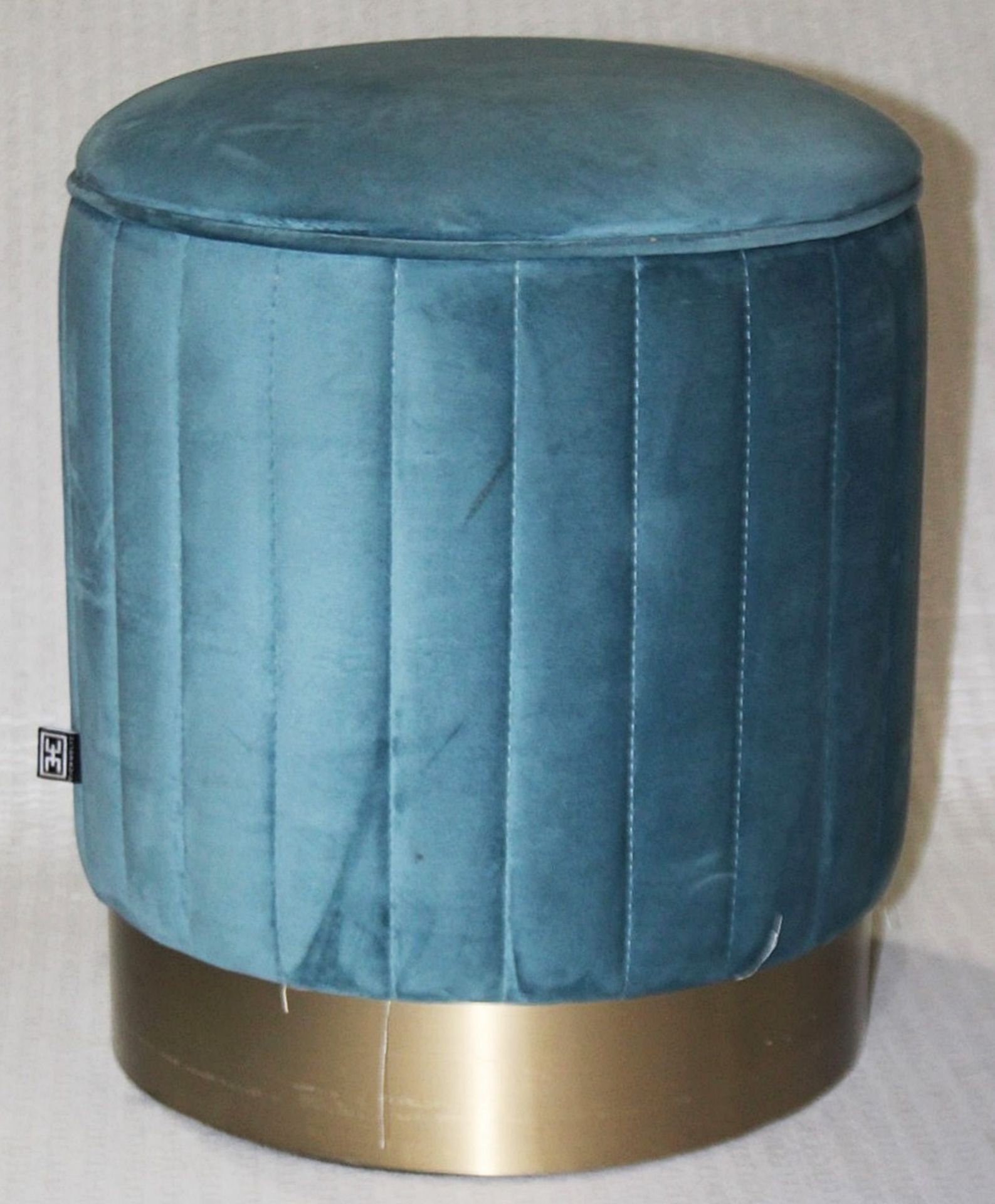 1 x EICHHOLTZ 'Allegra' Luxury Teal Velvet Vanity Stool, With A Brass Base - Original Price £850.00 - Image 5 of 7