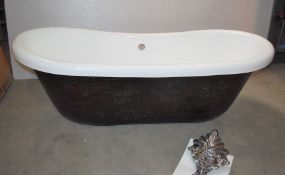 1 x Contemporary Freestanding Slipper Bath With Faux Crocodile Skin Surround and Ball and Claw