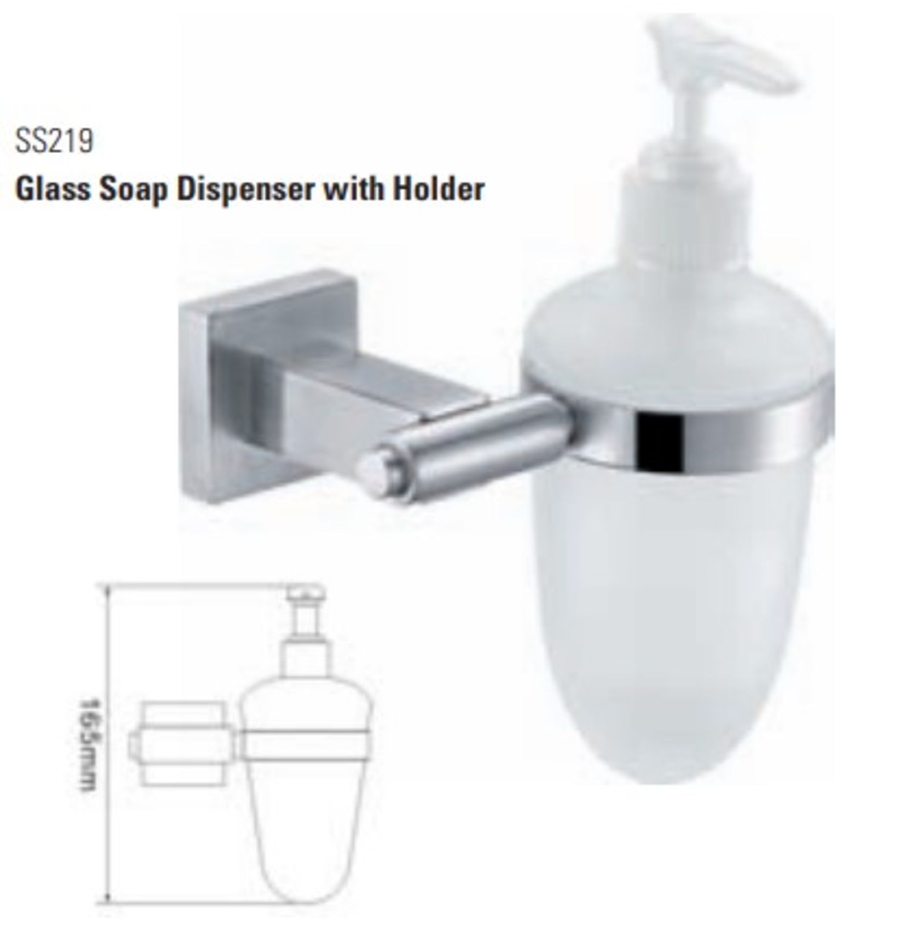 1 x Stonearth Glass Soap Dispenser With Holder - Solid Stainless Steel Bathroom Accessory - Brand - Image 2 of 3