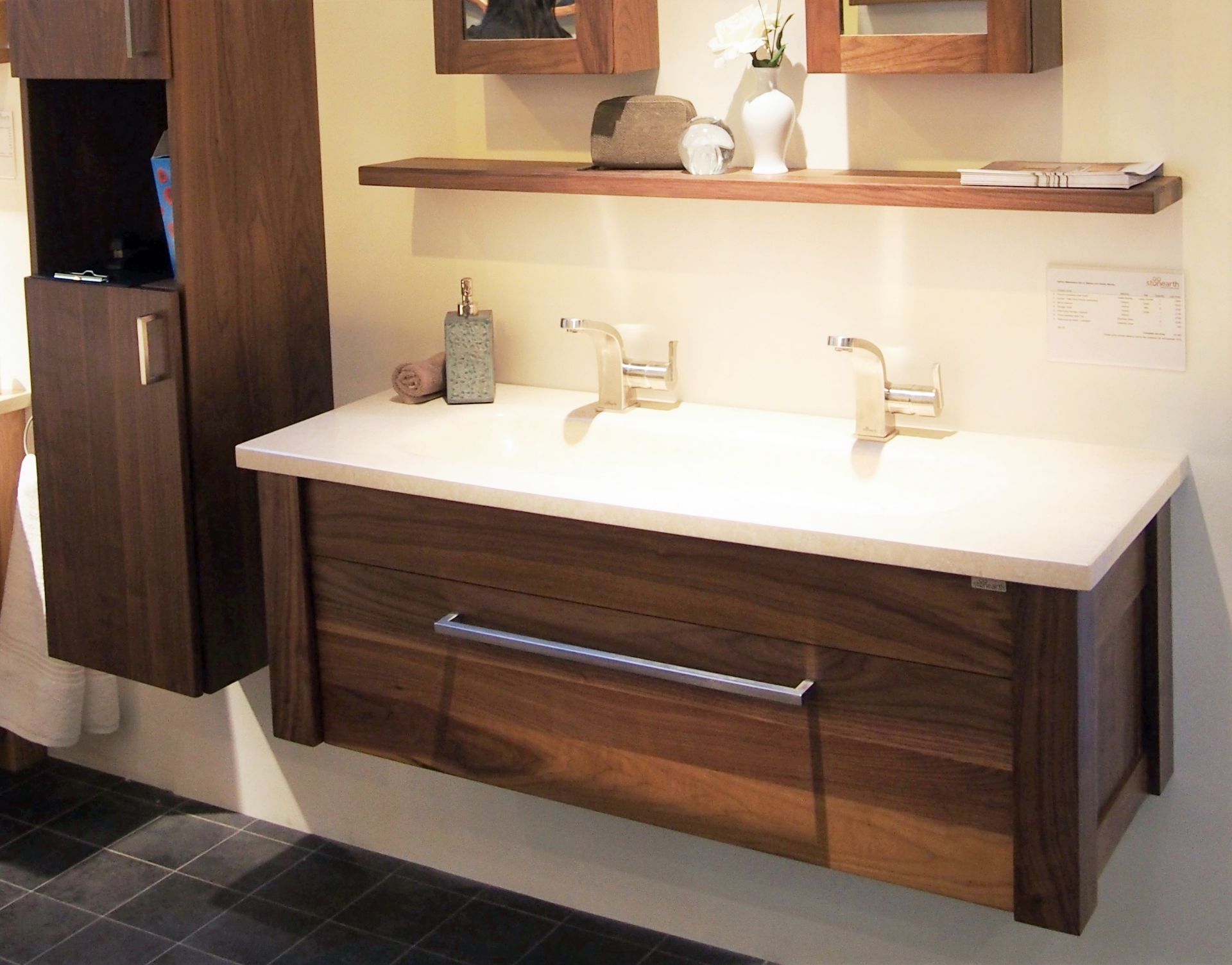 1 x Stonearth 'Venice' Wall Mounted 1200mm Washstand - American Solid Walnut - Original RRP £1,270