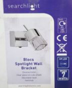 4 x SEARCHLIGHT Blocs Spotlight Wall Bracket Chrome Finish, Clear Glass Ice Cube Shade Adjustable