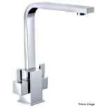 1 x CASSELLIE Square Dual Lever Mono Kitchen Sink Mixer Tap In Chrome - Ref: KTA015 - New & Boxed