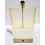 1 x CHELSOM Rectangular Gold Tinted Glass Box Table Lamp With Stone Lower Third And Brass Base