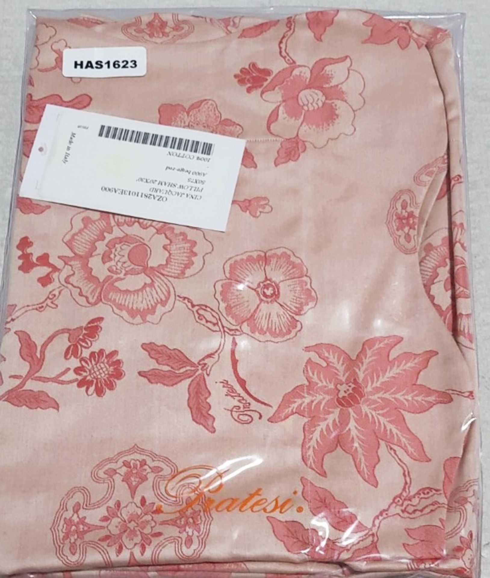 Set Of 2 x PRATESI 'Cina' Jacquard Pink Floral Print Pillow Shams (50x75cm) - Image 2 of 4