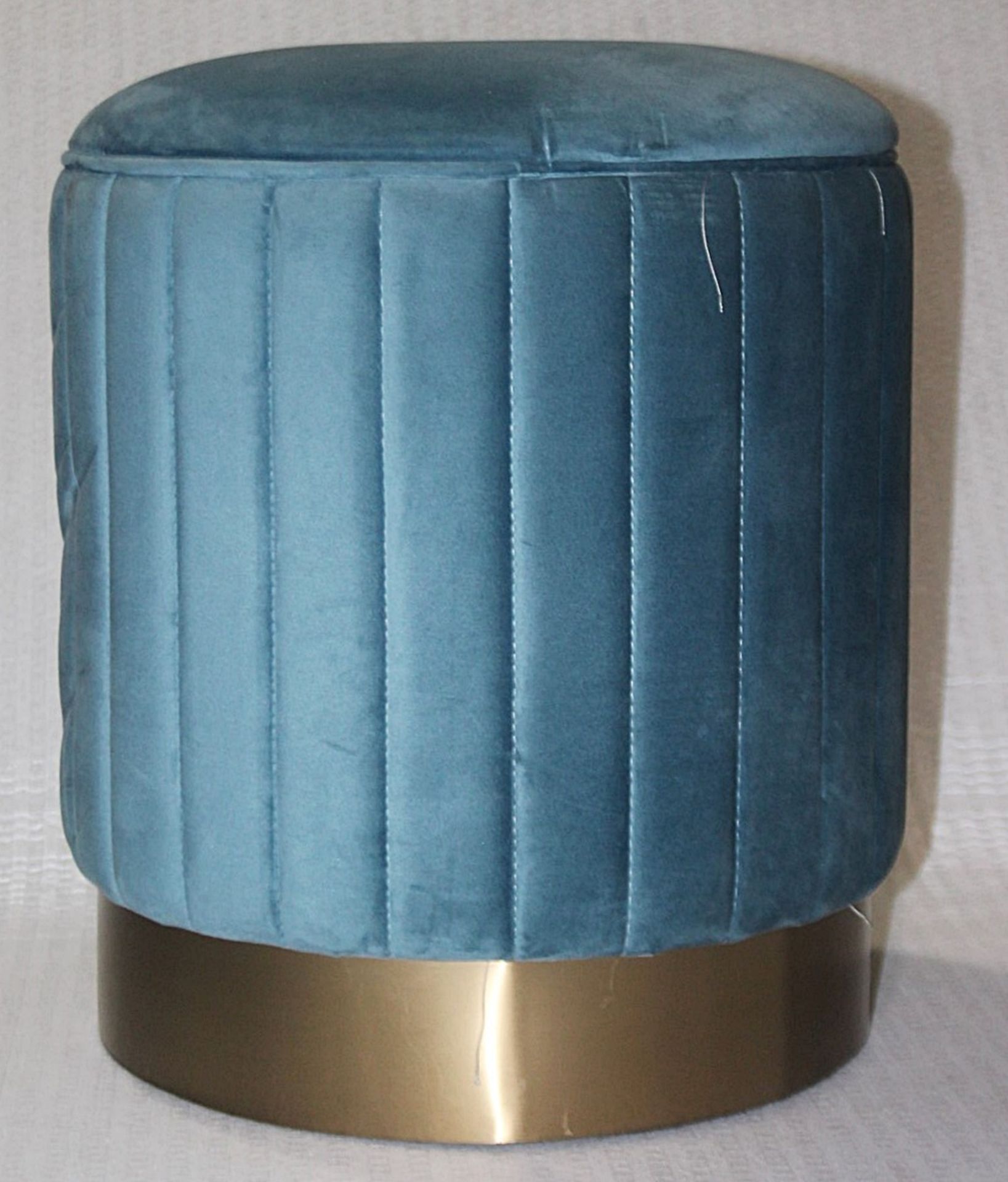 1 x EICHHOLTZ 'Allegra' Luxury Teal Velvet Vanity Stool, With A Brass Base - Original Price £850.00 - Image 6 of 6