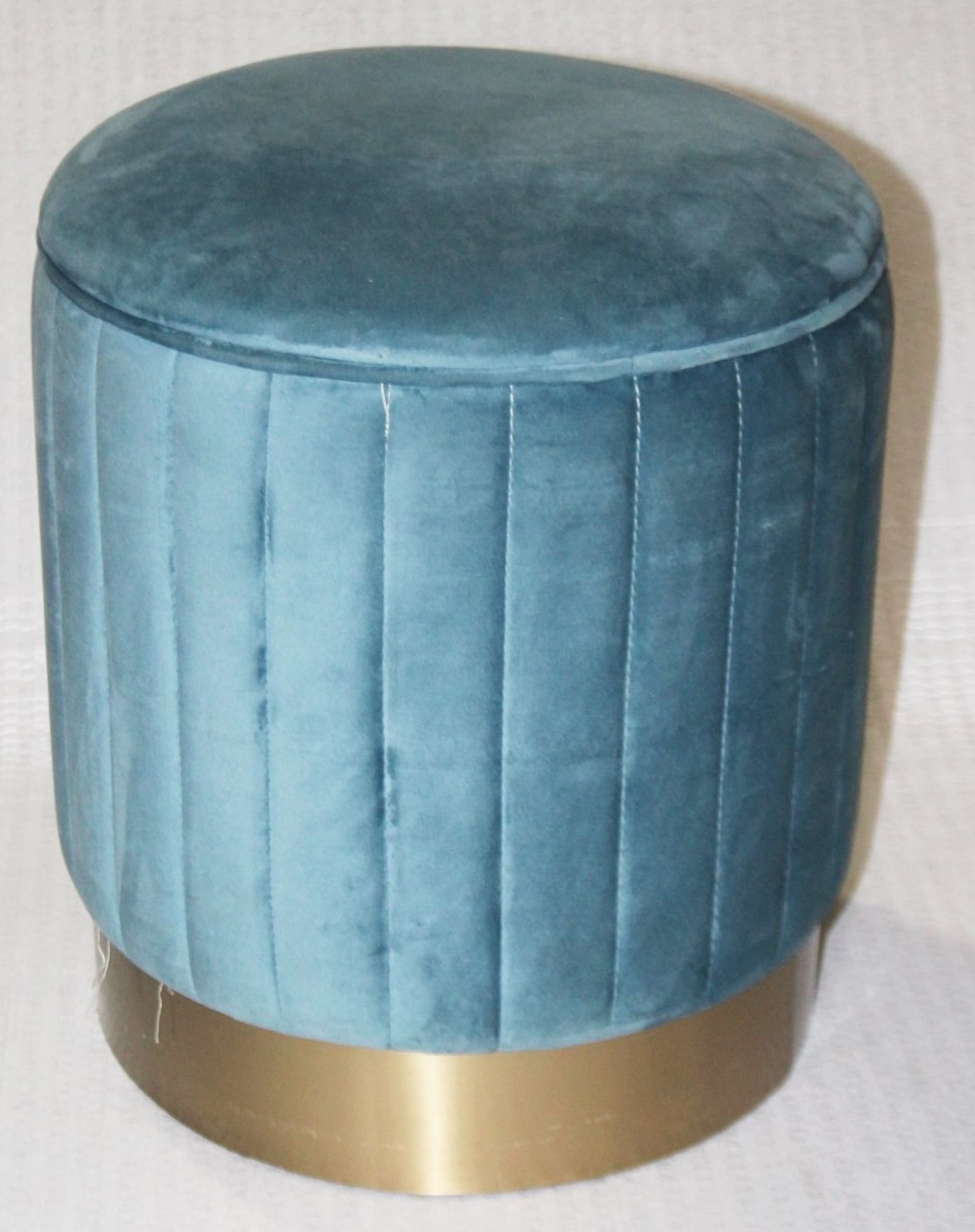 1 x EICHHOLTZ 'Allegra' Luxury Teal Velvet Vanity Stool, With A Brass Base - Original Price £850.00 - Image 2 of 7