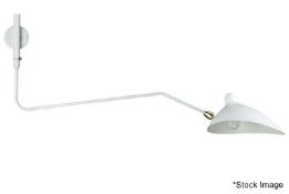 1 x BLUESUNTREE 'Serge Mouille' White Wall Light W/ Horizontal Adjustable Arm & Rotatable Lamp 80cm