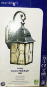 1 x SEARCHLIGHT Genoa Black Silver Finish Outdoor Wall Light With Cathedral Style Lead