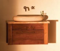 1 x Stonearth 'Venice' Wall Mounted 560mm Washstand - American Solid Walnut - Original RRP £925