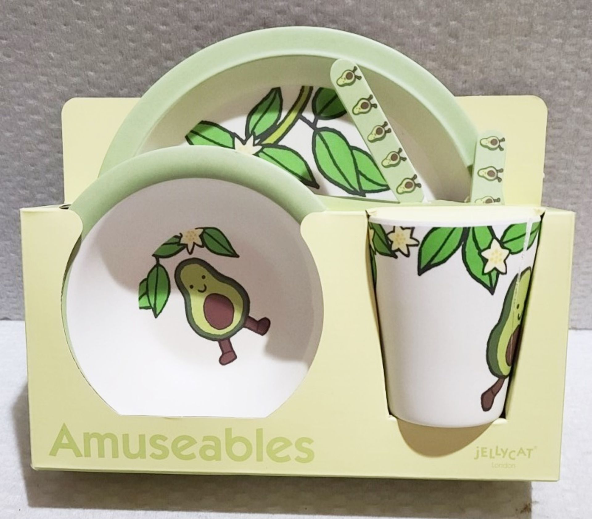 1 x JELLYCAT 'Amuseables' Avocado Print Bamboo Fibre Dining Set *See Condition Report - Image 6 of 6