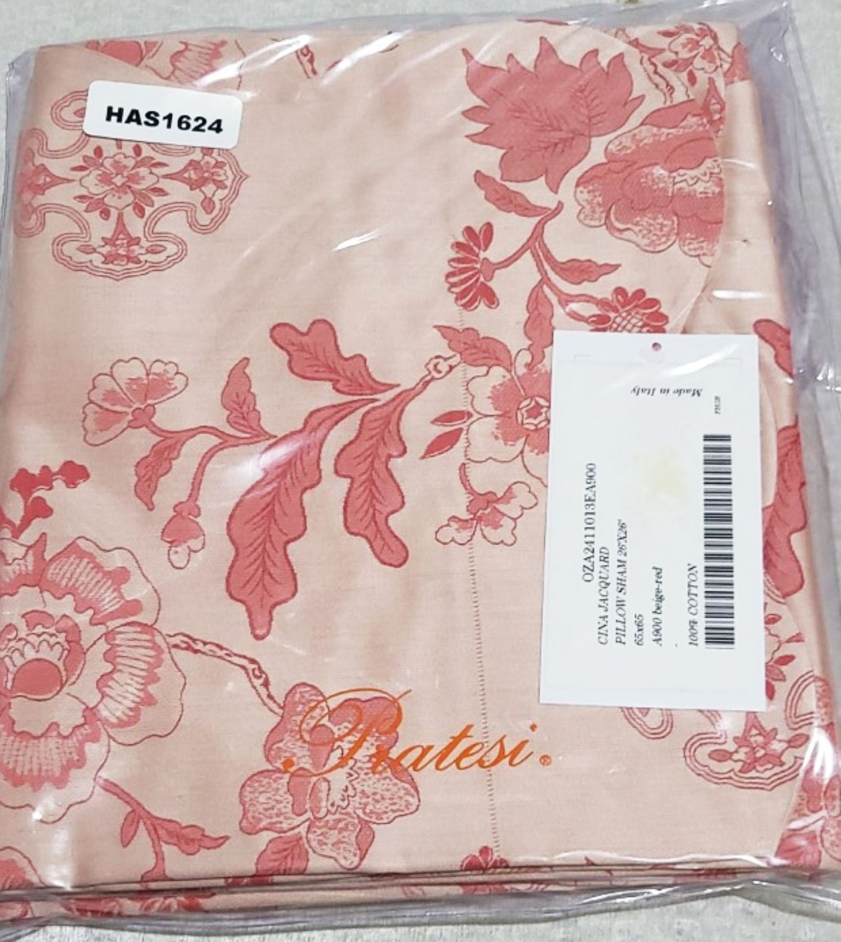 Set Of 2 x PRATESI 'Cina' Jacquard Pink Floral Print Pillow Shams (50x75cm) - Image 4 of 4