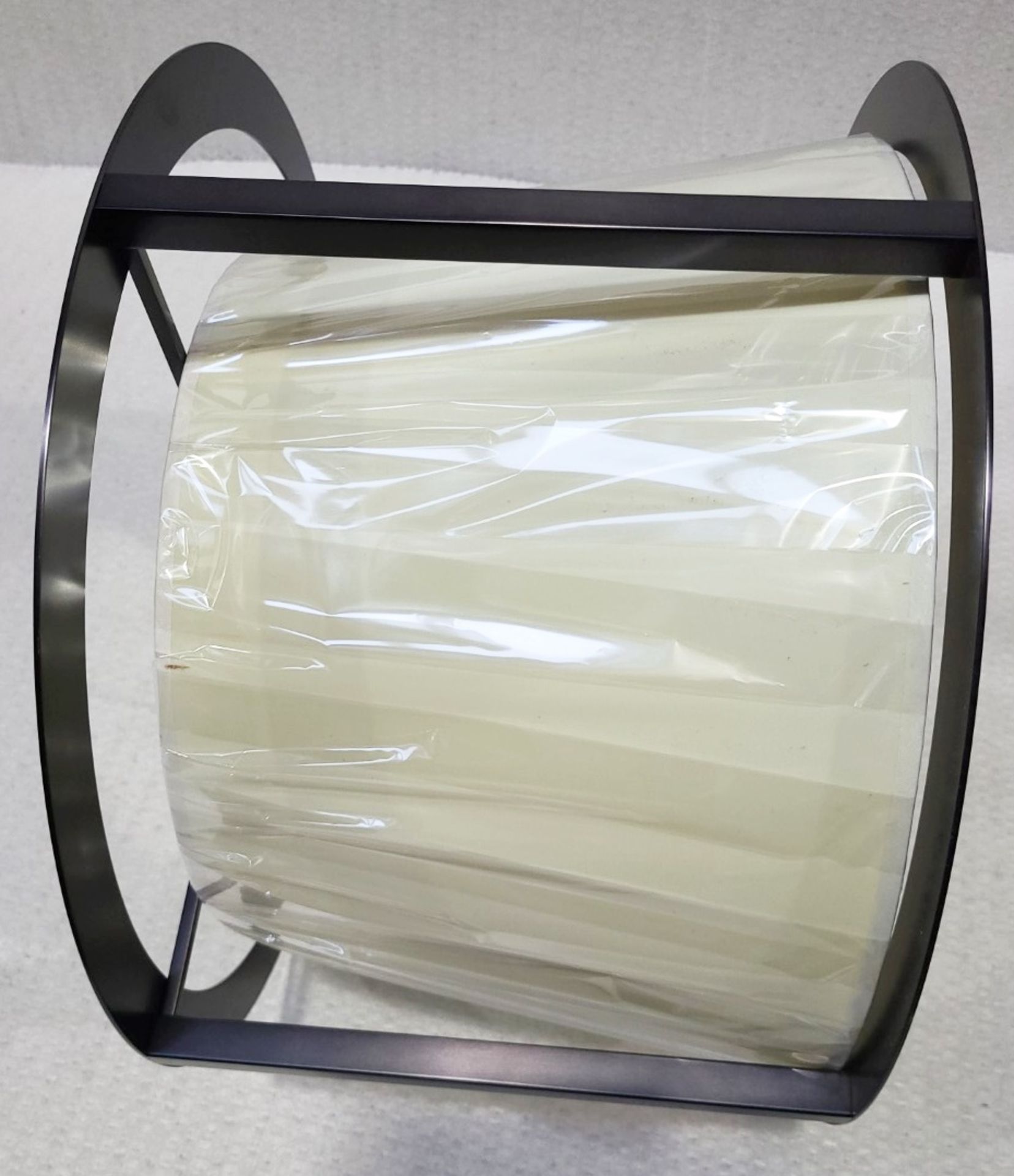 1 x CHELSOM Circular Steel Pendant Frame Encasing A Cylinder Off White Shade 42cm - Image 7 of 7