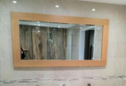 1 x Stonearth Large Bathroom Wall Mirror - American Solid Oak Frame With Bevelled Glass - Size: H750