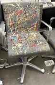 1 x REM Leather Stylist Chair Featuring Especially Commissioned Abstract Paintwork By A Renowned