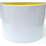 1 x BLUESUNTREE Scandi Metal White Pendant Drum Lamp Shape With Bright Yellow Interior 50cm