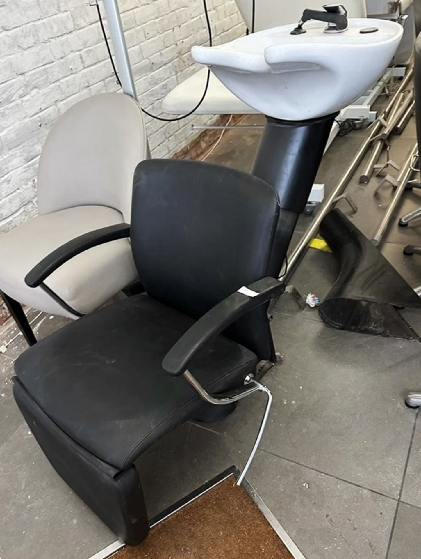1 x Black Leather Backwash Reclining Chair And Sink - From An Award-winning Chelsea Hair Salon -