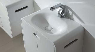 1 x Austin Bathrooms Cube Bathroom Vanity Unit With Integral Marbletech Sink Basin - 60 x 40 x 50