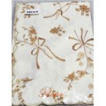 Set Of 2 x PRATESI Brown Floral Ribbon Print with Scallop Hem In Gold Off White Sham 50x75cmn