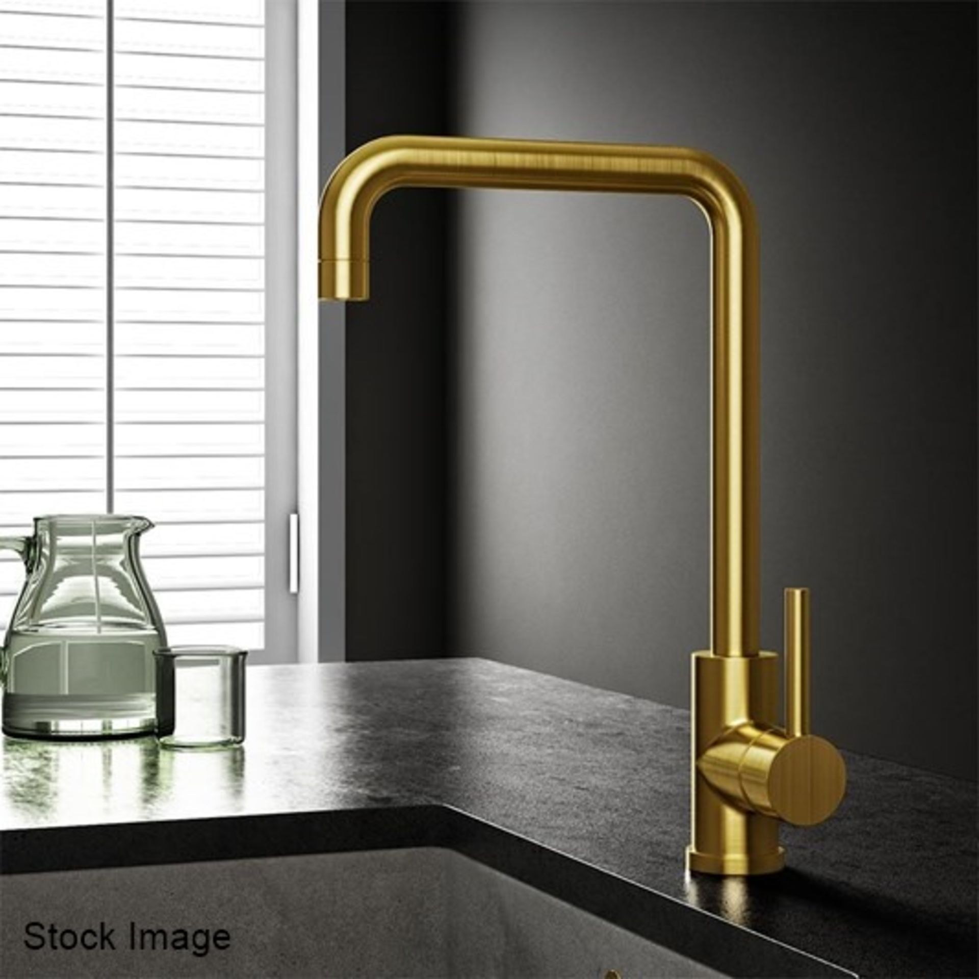 1 x CASSELLIE Brushed Gold Single Lever Mono Kitchen Sink Mixer Tap - Ref: KTA035 - New & Boxed
