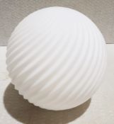 1 x CHELSOM Art Deco Style Frosted White Glass Bulb Shade In A Spiral Wave Design 22cm