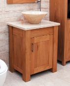 1 x Stonearth 'Finesse' Countertop Cloakroom Washstand - American Solid Oak - Original RRP £790