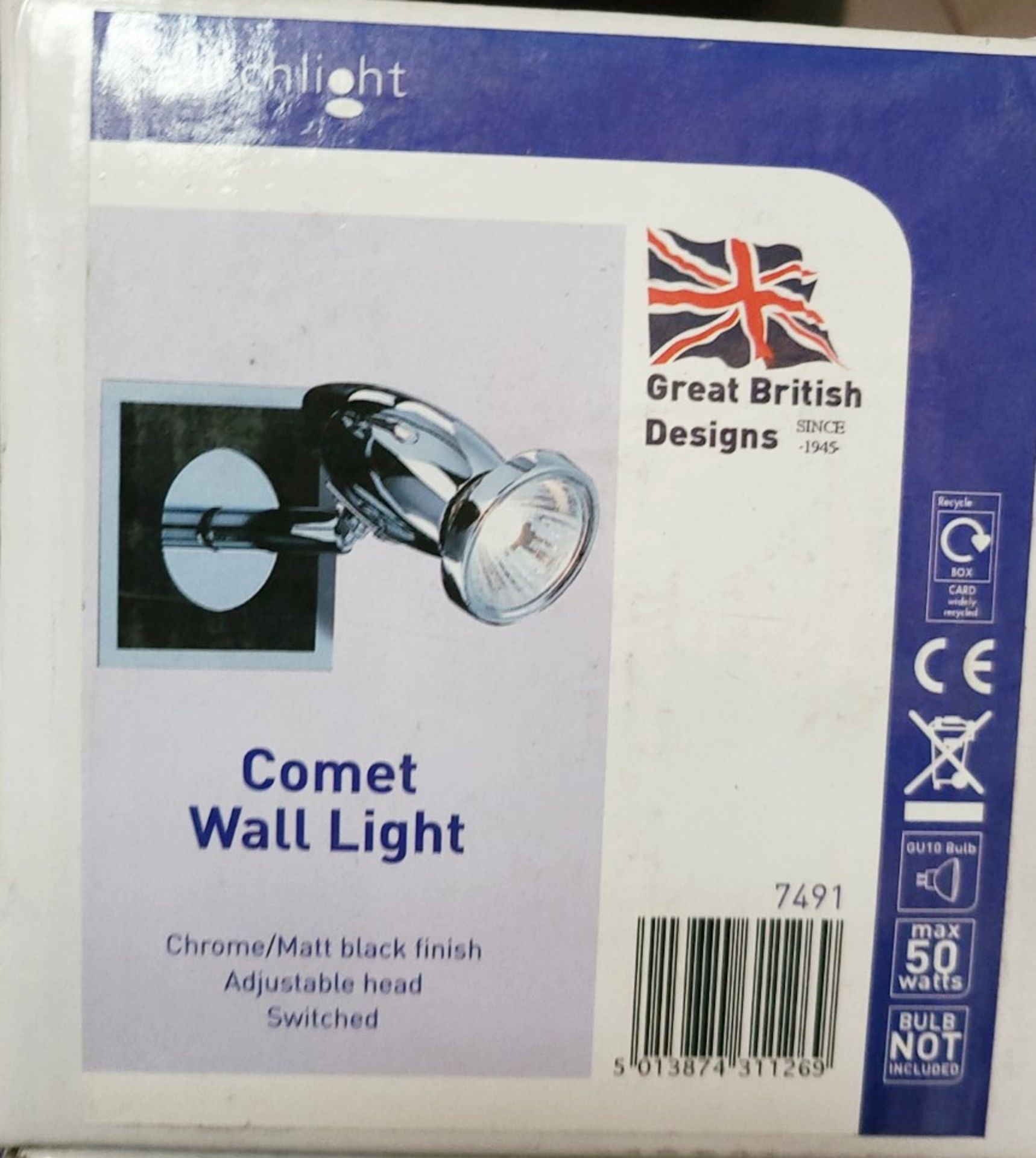 4 x SEARCHLIGHT Comet Wall Light With A Chrome & Black Finish With Adjustable Head and Flick Switch