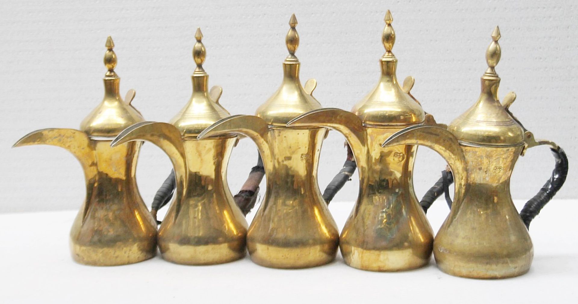 5 x Vintage Brass Arabic Dallah Coffee Pots - Recently Removed From A Well-known London Department