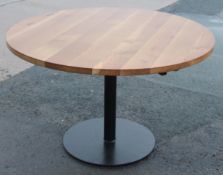1 x Large Round Solid Oak Restaurant Dining Table - Recently Removed From a Popular Restaurant