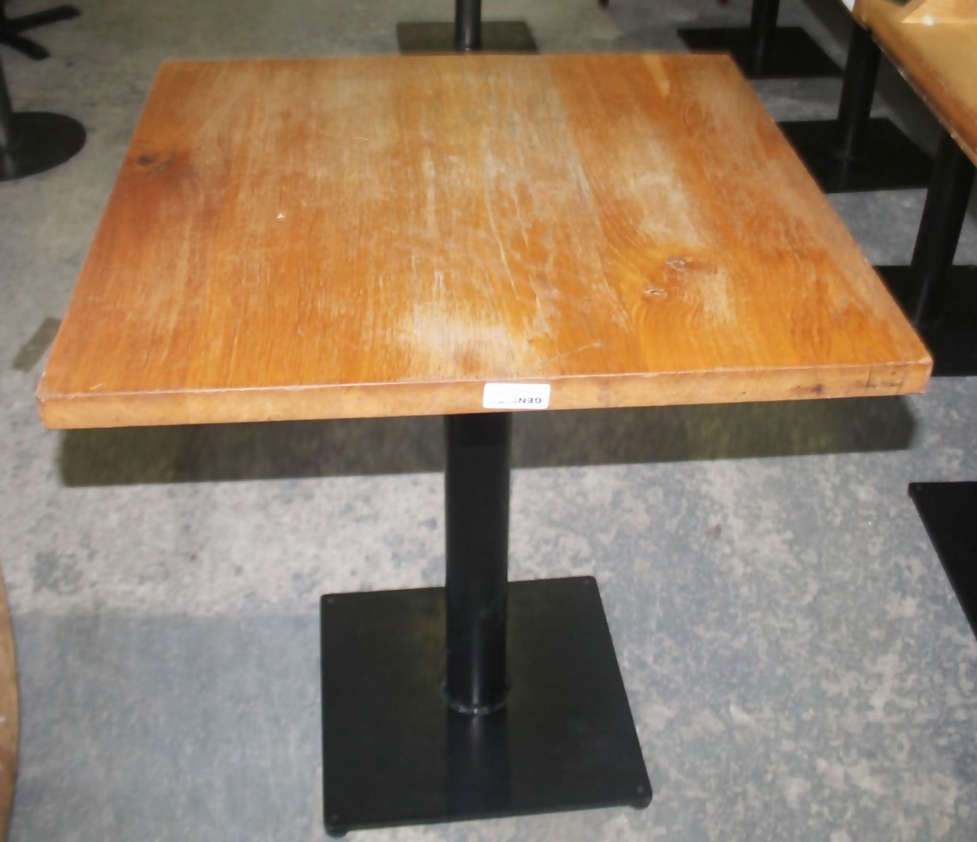 4 x Solid Oak Restaurant Dining Tables - Natural Rustic Knotty Oak Tops With Black Cast Iron Bases - - Image 6 of 7