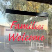 1 x Restaurant Families Welcome Illuminated Hanging Window Sign in Acrylic - CL819