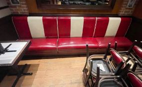 1 x 3-Section Seating Bench With High Backs - Retro 1950's American Diner Style With Red Faux