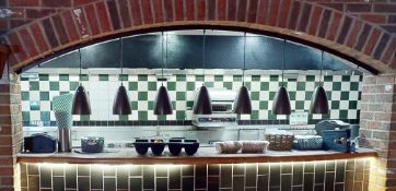 7 x Restaurant Food Warming Heat Lamps On A Curved Mounting Bracket, For Passthrough Server