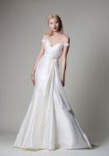 1 x ALAN HANNAH 'Jessica' Designer Mikado Wedding Dress Bridal Gown, With Fishtail Skirt And