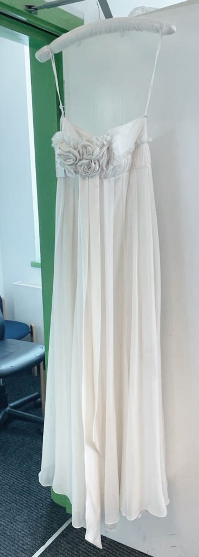 1 x DAVID FIELDEN Designer Silk Strapless Grecian-style Column Wedding Dress Bridal Gown, With