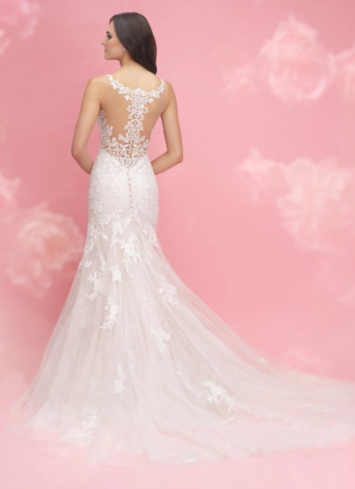 1 x ALLURE ROMANCE Layered Lace Designer Wedding Dress Bridal Gown - Colour: Ivory/Nude - Style: - Image 2 of 8