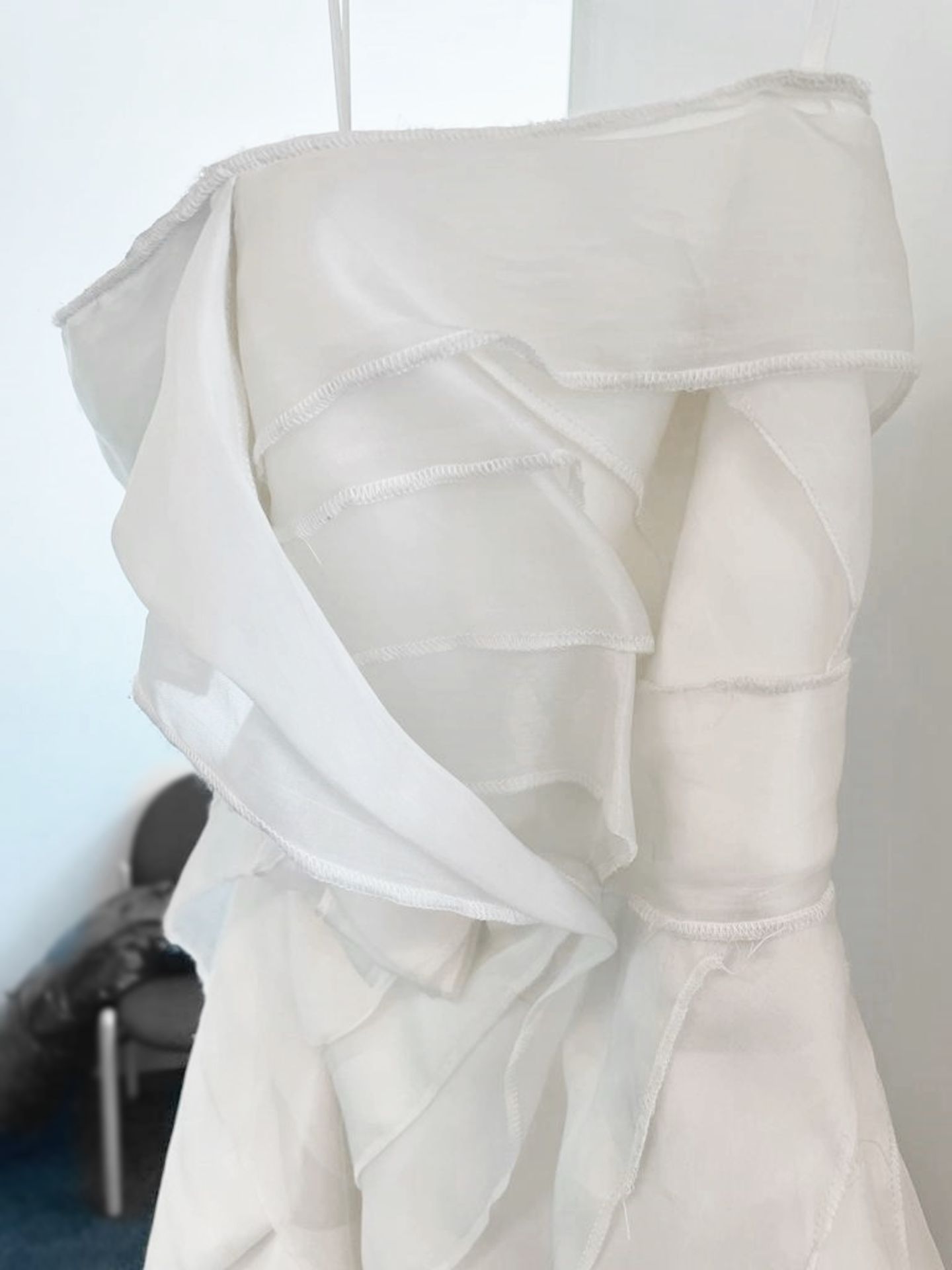1 x DAVID FIELDEN Strapless Short 100% Silk Waterfall Designer Wedding Dress Bridal Gown - Image 2 of 6
